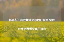 杨德龙：趁行情波动积攒好股票 坚持巴菲特慢慢变富的理念