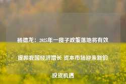 杨德龙：2025年一揽子政策落地将有效提振我国经济增长 资本市场迎来新的投资机遇